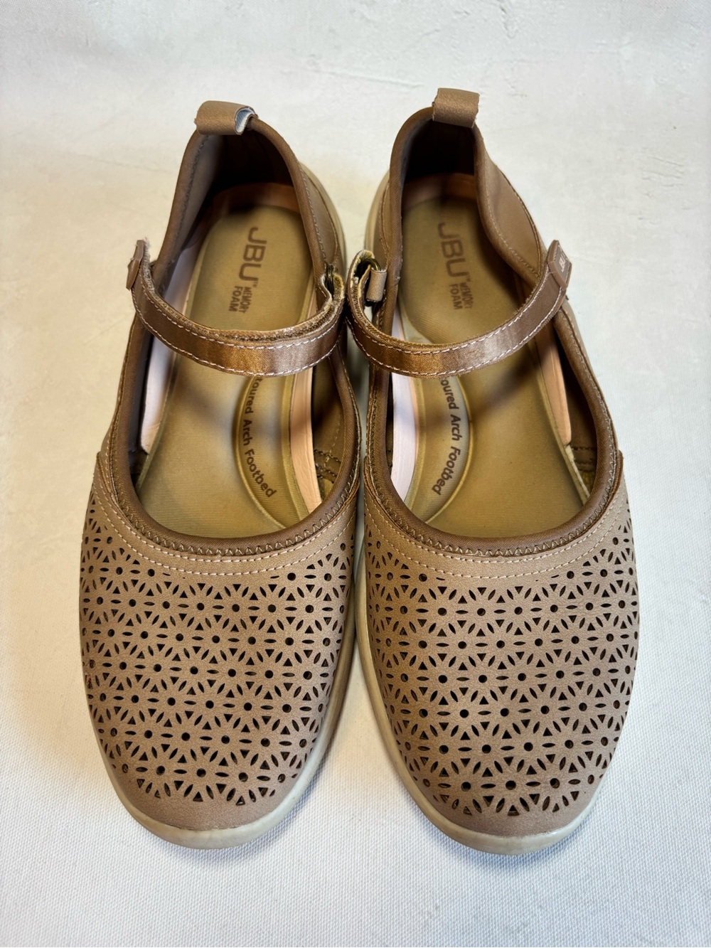 JBU by Jambu Tan Perforated Mary Jane Flats, Dandelion, size 9M